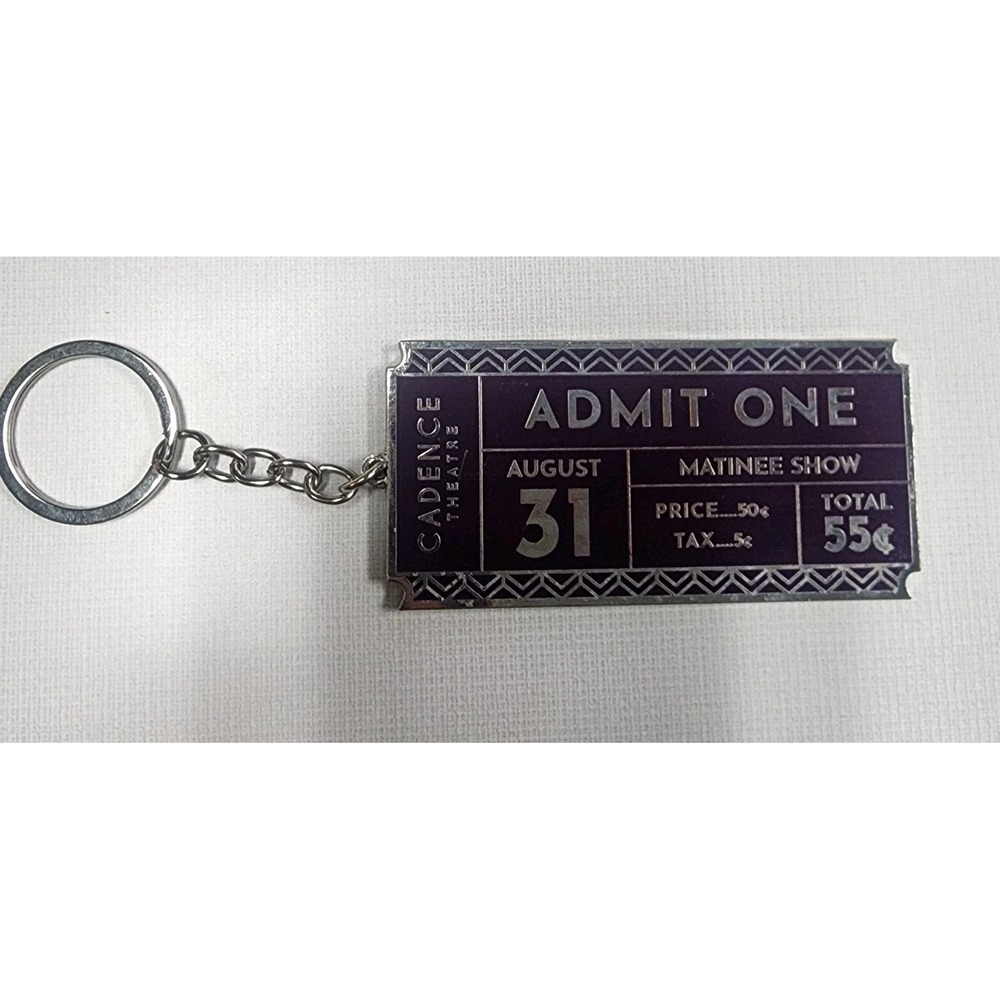 Cadence Theater ~Metal Admit One Ticket Key Chain Aug 31st Matinee Show Purple S